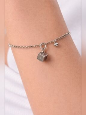 Silver Dice Charm Pendant Casino Lucky Dice Jewelry Charm